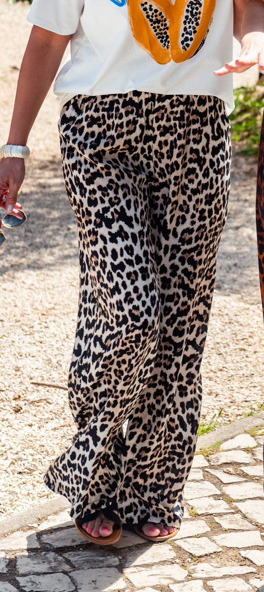 Calças fluídas "Animal print"