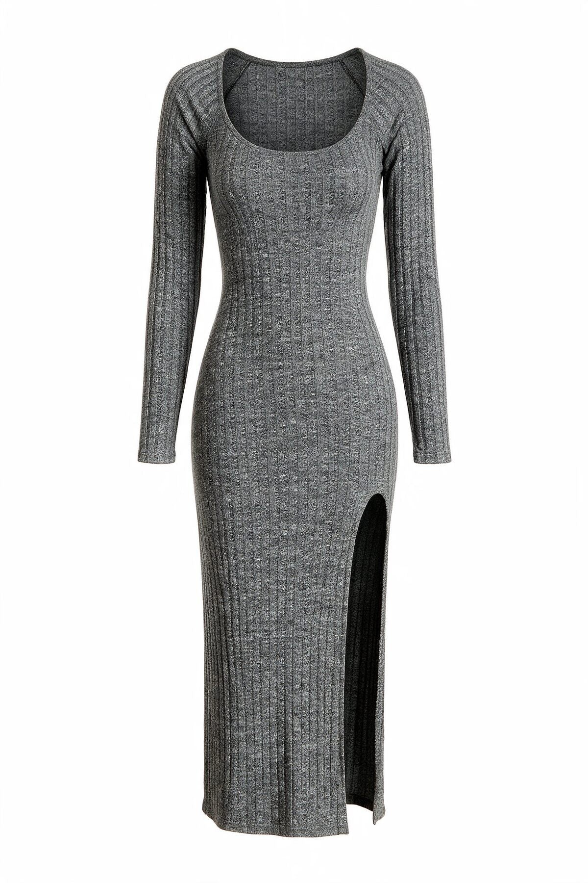 Vestido midi canelado